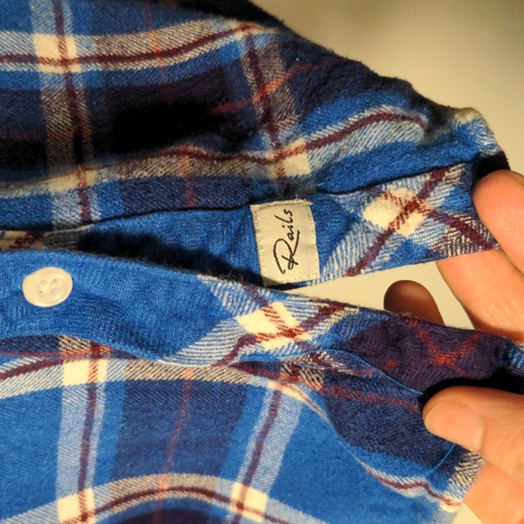 Rails Hunter flannel button down shirt, blue plaid, medium - Picture 3 of 6